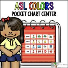 Asl Colors Pocket Chart Center Green Yellow Blue Red Teacher