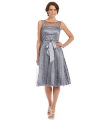 Jessica Howard Illusion Neckline Fit And Flare Dress Dillards Bridesmaid Dresses Fit And Flare Dress Metallic Cocktail Dresses