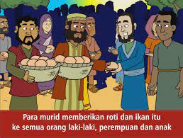 5000 ketul roti dihabiskan tuntas hanya oleh 5 orang lelaki berperut gendut! Komik Alkitab Anak Tuhan Yesus Memberi Makan 4000 Orang