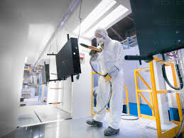 Male Worker Powder Coating Parts In Paint Spray Booth In Sheet Metal Factory Stockphoto