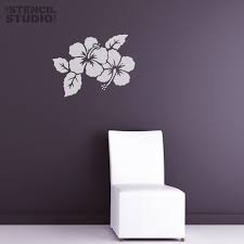 Painting leaves and flowers using acrylics is best done by using a pointed paintbrush to achieve a simple petal shape. Hibiscus With Leaves Stencil Leaves Stencil Flower Wall Stencil Leaf Stencil