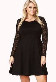 Fancy Lace Sleeve Skater Dress Forever21 Plus Sizes Xl To 3x Lace Dress With Sleeves Plus Size Dresses Black Dress Lace Sleeves