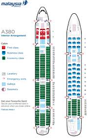 Malaysian A380 Seat Map Passenger Aircraft Malaysian