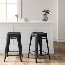 Set Of 2 Carlisle Backless Swivel Counter Height Barstool Matte Black Threshold Swivel Counter Stools Metal Counter Stools Counter Stools
