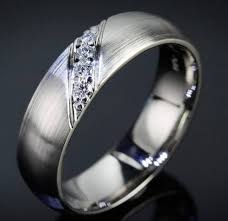 Masculine Brushed White Gold Engagement Ring With Diagonal Accent Diamonds Engagement Rings For Men Rings For Men Unique Engagement Rings