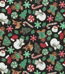 Christmas Cookies On Black Christmas Cotton Fabric Joann Christmas Phone Wallpaper Christmas Border Christmas Background