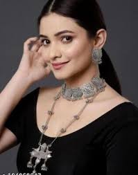 Oxidized Fashion Jewelry Indian Bollywood Choker Necklace Earrings Set