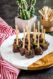 But if you treat it like a steak and try to cook it quickly with high heat, it rebels and gets dry and stringy. Steak Bites With Garlic Buter Dinner Or Steak Appetizers Confetti Bliss