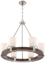 Barquero 27 Glass Chandelier Wood Light Fixture Double Glass