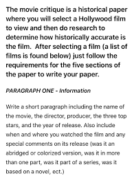 There are many sample papers and essays in different formats, academic levels, and disciplines published on our website. The Movie Critique Is A Historical Paper Where You Chegg Com