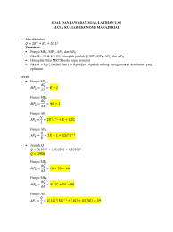 Image of contoh soal dan penyelesaian ekonomi manajerial : Soal Dan Jawaban Soal Latihan Uas