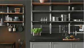 The Open Shelves In Stainless Steel And Ash Veneer Of The Kungsfors Series Of Wall Mounted Kitchen St Wall Mounted Kitchen Storage Kitchen Niche Kitchen Design