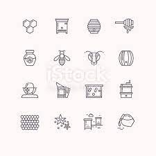 Set Of Linear Icons Beekeeping Bees Honey Beekeeper Tools Vector Symbols Of Bee Honey And Bee Products Illustratio Honey Bee Tattoo Bee Icon Bee On Flower