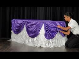 How To Swag A Rectangular Tablecloth D I Y Table Scallop Youtube Table Cloth Decorations Wedding Table Decorations Diy Table Cloth