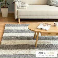 楽天市場 ラグ マット ラグマット 洗える 北欧 シャギーラグ 洗えるラグ 130 190 西海岸 グリーン 緑 グレー ボーダー 柄 かわいい おしゃれ リビングラグ らぐ おうち時間 マイクロファイバー センターラグ lenon レノン 130 190cm エア リゾーム インテリア
