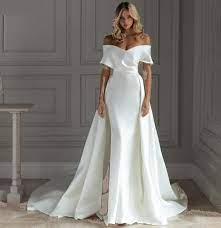 Detachable Train Sweetheart Satin Mermaid Vestido De Noiva Wedding Bridal Gown In 2021 Glamourous Wedding Dress Wedding Dress Guide Wedding Dresses