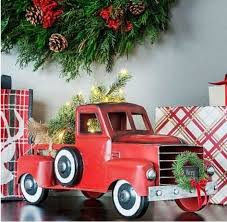Found Adorable Red Christmas Truck Station Wagon With Tree Wreath Christmas Red Truck Red Truck Decor Red Christmas
