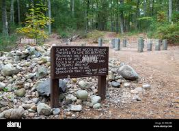 Henry David Thoreau S Cabin Site Marked By A Sign With A Quote And Stone Markers Walden Pond State Reservation Massachusetts Stock Photo Alamy