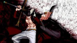 Ele a carrega nas costas e sua empunhadura parece uma grande cruz. Hd Wallpaper Dracule Mihawk Wallpaper One Piece One Person Real People Wallpaper Flare