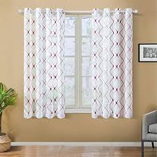 Buy burgundy eyelet curtains and get the best deals at the lowest prices on ebay! Top Finel White Short Sheer Curtains 45 Inch Length Burgundy Embroidered Diamond Grommet Window Curtains For Living Room Bedroom 2 Panels Buy Online At Best Price In Uae Amazon Ae