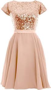 Black And Gold Dress Amazon Amazon Com Macloth Women Cap Sleeve Sequin Chiffon Short Birdesmaid Dress Formal Party Gown Us4 Rose Gold Champagne C Gold Dress Short Party Gowns Dresses