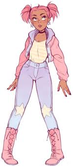A Short Black Girl W Short Bubble Gum Pink Hair Always In Pig Tails She Loves Jeans And The Co Character Design Character Art Character Design Inspiration
