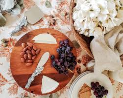 We also love it because it gives us an excuse to play with those pretty flowers—and some amazing cheeses made. Arthur Court Oak Leaf And Acorn Pattern Wood Board And Cheese Tool Set Aluminum Handle Cheese Breaker Knife And Spreader And Acacia Round Wood Board 10 Inch Board Arthur Court Designs