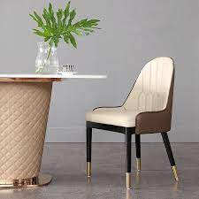 Modern Mid Century Beige Brown Faux Leather Dining Chair Upholstered Dining Chair Set Of 2 Faux Leather Dining Chairs Leather Dining Chairs Upholstered Dining Chairs