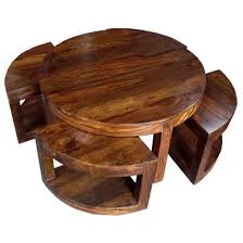 Jali Sheesham Hardwood Coffee Table With Four Stools 289 Round Wooden Coffee Table Coffee Table Coffee Table With Stools