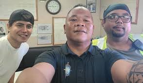This Seafaring Selfie was taken earlier this month aboard the Capt. David  Lyon (Sealift). Pictured from left are Steward/Baker Rommel Reston, SIU  Guam Port Agent Victor Sahagon Jr., and Bosun Jonmala Floresca. #