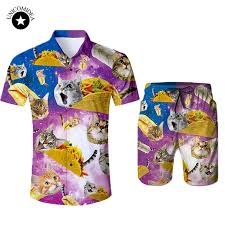 Our revere collar shirts are poised to give your look a retro feel, but our prints are ready to bring things right back into the moment. 3d Galaxy Space Cat Print Men Hawaiian Shirt Shorts Casual Set Men S 2 Pieces Set Beach Shorts Tuxedo Shirt Plus Size Men S Sets Aliexpress