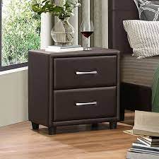 Dark brown nightstand, shop ashley furniture brynhurst three drawer night stand in dark brown b788 93. Lorenzi Upholstered Platform Bedroom Set Dark Brown By Homelegance Furniturepick