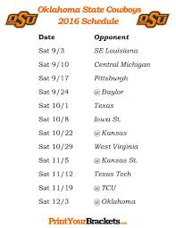 Printable Oklahoma State Cowboys Football Schedule 2016 Oklahoma State Cowboys Oklahoma State Cowboys Football Oklahoma State