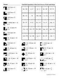 Finding The Equation Of A Line Given A Point And Slope Color Worksheet Clase De Matematicas Matematica Ejercicios Matematicas