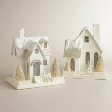 Check spelling or type a new query. Large White Paper House Ornaments Set Of 2 House Ornaments Glitter Houses Putz Houses
