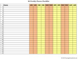 Bi Weekly And Monthly Chores Checklist Running A Household