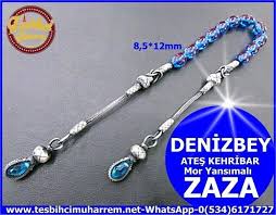 Mor Deniz Yansa Mala Kazaziyeli Zaza Sallama Tesbih Mor Kehribar Taki