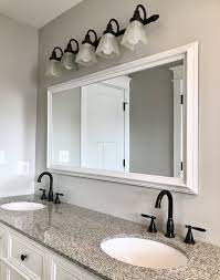 If you want to bring more playful shapes into your design, consider choosing something different for powder room mirrors or for a master bathroom mirror. Large White Mirror 53 X29 White Bathroom Vanity Mirror White Modern Decor Bathroom Full Length M Bathroom Vanity Decor White Vanity Bathroom Eclectic Bathroom