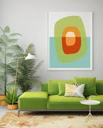 Abstract Mid Century Modern Wall Prints Blue Green Etsy Mid Century Modern Walls Mid Century Art Mid Century Modern Living Room