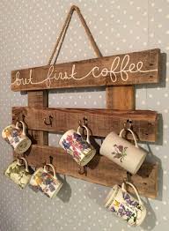 Rustic Coffee Mug Rack Pallet Mug Rack Pallet Coffee Holder Coffee Cup Rack Rustic Kitchen Decor Shabby C Palet Bricolaje Muebles De Cafe Estante De Tazas