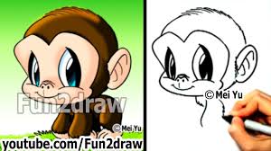 Draw your eyes and eyelashes, and draw a short arc below. How To Draw A Cute Baby Monkey Peepsburgh