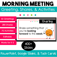 Morning Meeting activities, greetings, and share ideas - Glitter in Third