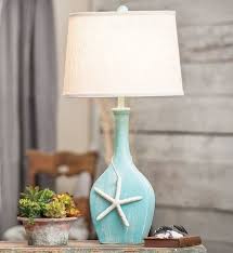 A Bella Coastal Decor Exclusive Turquoise Hydrostone Base With Starfish Accent Table Lamp Lamp Beach Table
