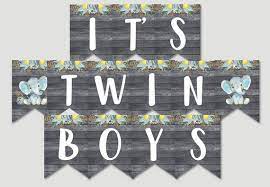Twin Boys Baby Shower Welcome Sign Printable Elephant Baby Etsy In 2022 Twin Boys Baby Shower Jungle Baby Shower Decorations Twins Baby Shower