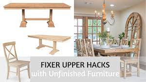 Our tables are made of solid parawood and can be stained or painted to fit your decor. Fixer Upper Style Rustic Italian Kitchen Dining Room Unfinishedfurnitureexpo