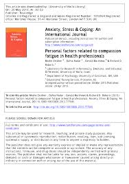 Pdf Personal Factors Related To Compassion Fatigue In