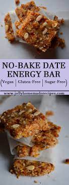 No Bake Date Energy Bar Healthy No Bake Date Bar Recipe Vegan Gluten Free Energy Bars Healthy Recipes Healthy Baking