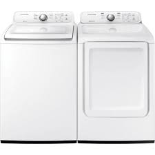 It may take a few minutes for the washing machine to cool down and for the lock to release. Samsung Wa45n3050alpr 4 5 Cuft Top Load Washer With 7 2 Cuft Front Load Electric Dryer In White Brandsmart Usa