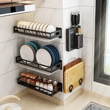 Stainless steel kitchen shelves wall. Stainless Steel Kitchen Shelves Wall Mounted Multi Functional Storage Buy Wall Mounted Storage Rack Kitchen Appliance Shelving Kitchen Dressing Rack Product On Alibaba Com