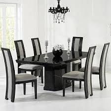 Hamlet Marble Dining Table In Black With 6 Allie Grey Chairs Furniture In Fashion In 2020 Dining Table Marble Dining Table High Back Dining Chairs